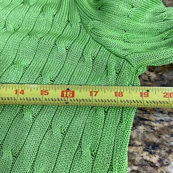 Ralph Lauren Slim Fit Silk Green Cable Knit V-neck Pullover Sweater Size L - Picture 6 of 9